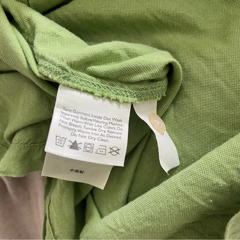 Eddie Bauer XL Green Short Sleeved Button Up Collared Shirt 100% Cotton - Picture 5 of 7